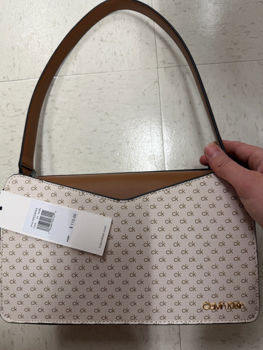 Calvin Klein Monogram Shoulder Bag Brown/beige NWT